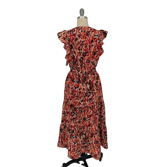 11409 THML Camo Midi Dress Red size XS bohemian summer spring resortwear preppy - Picture 2 of 11